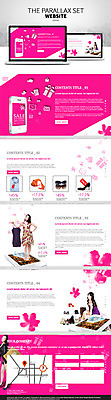 PSD 템플릿 여자 꽃잎 웹템플릿 사이트템플릿 모바일 성인 노트북 쇼핑 쇼핑백 홈페이지 홈페이지시안 한국인 모바일쇼핑 시차스크롤 반응형 패럴렉스 이미지템플릿 꽃 가방 사람 동양인 전자제품 온라인쇼핑 파일형식