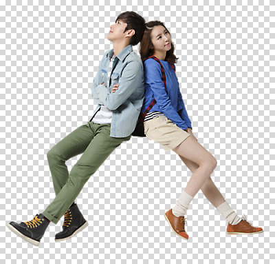전신 편집 편집이미지 커플 여자 남자 대학생 배낭 앉기 동양인 20대 성인 두명 옆모습 캐주얼 팔짱 한국인 등맞대기 PNG 편집소스 학생 옷 뷰포인트 가방 관계 모션 사람 인종 청년 파일형식