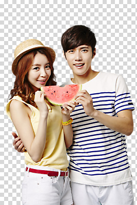 편집 편집이미지 모자 여자 남자 음식 여름음식 수박 웃음 들기 동양인 상반신 20대 성인 두명 앞모습 캐주얼 여름 한국인 PNG 편집소스 제철음식 제철과일 잡화 옷 계절 뷰포인트 과일 모션 표정 사람 인종 청년 제철 파일형식 여름_계절
