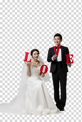 전신 편집 편집이미지 커플 영어 여자 남자 웨딩드레스 신랑 결혼 사랑 서기 웃음 들기 앉기 동양인 정장 턱시도 성인 두명 앞모습 30대 한국인 PNG 신부복 편집소스 문자 드레스 옷 감정 뷰포인트 관계 모션 표정 사람 인종 이벤트 장년 파일형식