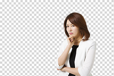 편집 편집이미지 여자 40대 생각 비즈니스 한명 동양인 정장 상반신 성인 앞모습 턱괴기 한국인 비즈니스우먼 PNG 여자만 편집소스 1 옷 뷰포인트 중년 모션 사람 인종 직장인 파일형식