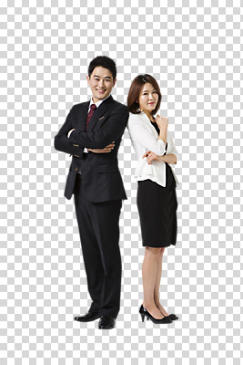 전신 편집 편집이미지 여자 남자 40대 비즈니스 서기 웃음 동양인 정장 성인 두명 앞모습 팔짱 한국인 비즈니스맨 비즈니스우먼 PNG 편집소스 옷 뷰포인트 중년 모션 표정 사람 인종 직장인 파일형식