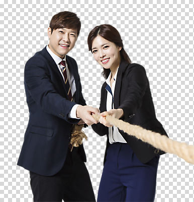 편집 편집이미지 여자 남자 밧줄 비즈니스 웃음 동양인 정장 상반신 20대 성인 두명 앞모습 경쟁 한국인 비즈니스맨 비즈니스우먼 당기기 줄다리기 PNG 편집소스 옷 줄 뷰포인트 컨셉 모션 놀이 표정 사람 인종 청년 직장인 파일형식