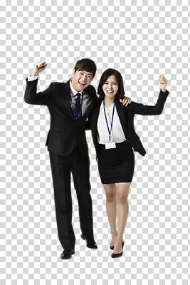 전신 편집 편집이미지 여자 남자 비즈니스 어깨동무 서기 웃음 동양인 정장 20대 성인 두명 앞모습 파이팅 주먹 한국인 비즈니스맨 비즈니스우먼 이름표 PNG 편집소스 옷 뷰포인트 포즈 모션 표정 사람 인종 청년 직장인 파일형식