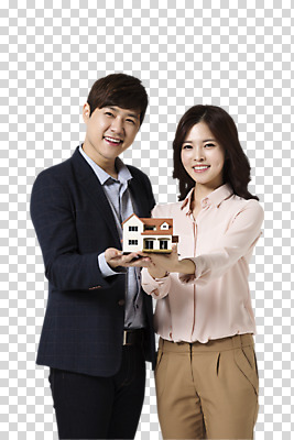 편집 편집이미지 여자 남자 비즈니스 부동산 주택 웃음 들기 동양인 정장 상반신 20대 성인 두명 앞모습 모형 한국인 비즈니스맨 비즈니스우먼 PNG 편집소스 옷 뷰포인트 모션 표정 사람 인종 청년 건물 직장인 재산 파일형식