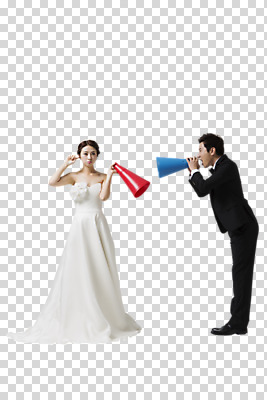 전신 편집 편집이미지 커플 여자 남자 커플라이프 웨딩드레스 결혼 서기 들기 동양인 정장 턱시도 성인 두명 옆모습 30대 확성기 외침 한국인 시끄러움 PNG 편집소스 라이프스타일 드레스 옷 뷰포인트 관계 모션 사람 인종 이벤트 장년 소리 파일형식