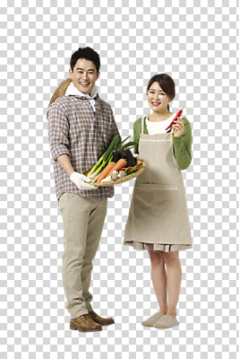 전신 편집 편집이미지 모자 부부 여자 남자 40대 고추 가지 서기 웃음 들기 동양인 성인 두명 앞모습 수건 광주리 농사 버섯 당근 한국인 수확 귀농 파 PNG 편집소스 커플 잡화 뷰포인트 중년 농업 채소 모션 뿌리채소 표정 사람 인종 위생용품 바구니 파일형식