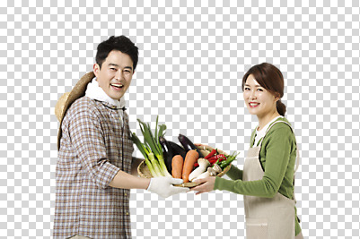 편집 편집이미지 모자 부부 여자 남자 40대 고추 가지 웃음 들기 동양인 상반신 성인 두명 옆모습 수건 광주리 농사 버섯 당근 한국인 수확 귀농 파 PNG 편집소스 커플 잡화 뷰포인트 중년 농업 채소 모션 뿌리채소 표정 사람 인종 위생용품 바구니 파일형식