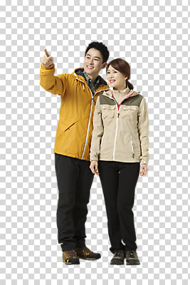 전신 편집 편집이미지 부부 응시 여자 남자 40대 레저 아웃도어 서기 웃음 동양인 성인 취미 두명 앞모습 등산 한국인 가리킴 등산복 PNG 편집소스 커플 시선 옷 뷰포인트 중년 모션 표정 사람 인종 손짓 트래킹 파일형식