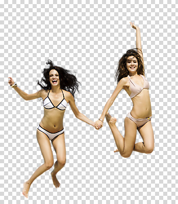 전신 서양인 백인 편집 편집이미지 여자 서기 웃음 20대 성인 두명 앞모습 친구 여름휴가 바캉스 비키니 손잡기 점프 PNG 여자만 편집소스 외국인 수영복 뷰포인트 관계 모션 휴가 표정 사람 청년 파일형식 여름_계절