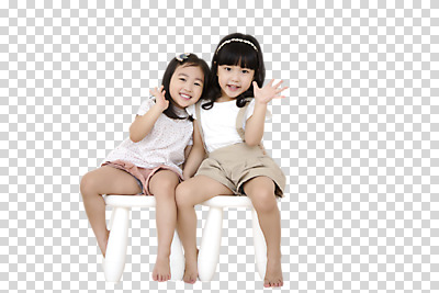 편집 편집이미지 여자 어린이 의자 웃음 앉기 동양인 소녀 두명 앞모습 친구 한국인 PNG 여자만 어린이만 편집소스 뷰포인트 가구 관계 모션 표정 사람 인종 파일형식
