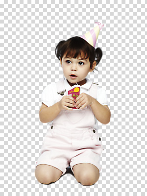 전신 서양인 백인 편집 편집이미지 응시 여자 어린이 초 한명 들기 앉기 소녀 앞모습 고깔모자 아기 생일파티 생일 PNG 여자만 어린이만 편집소스 외국인 모자_잡화 1 시선 기념일 뷰포인트 모션 사람 파일형식
