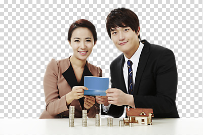 편집 편집이미지 여자 남자 비즈니스 부동산 웃음 동양인 정장 상반신 20대 성인 두명 앞모습 금융 쌓기 동전 저축 한국인 비즈니스맨 비즈니스우먼 통장 PNG 편집소스 금융의날 옷 뷰포인트 돈 모션 표정 사람 인종 청년 경제 직장인 재산 파일형식 법정기념일