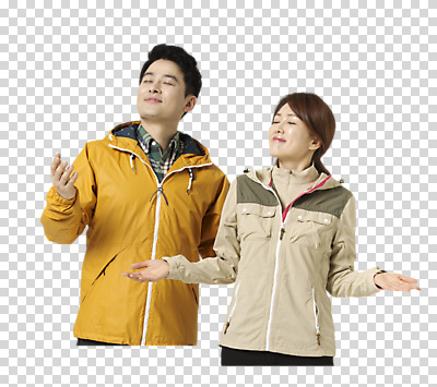 편집 편집이미지 부부 여자 남자 40대 레저 휴식 아웃도어 웃음 동양인 상반신 성인 두명 앞모습 눈감음 등산 한국인 등산복 PNG 편집소스 커플 옷 뷰포인트 중년 컨셉 모션 표정 사람 인종 트래킹 파일형식