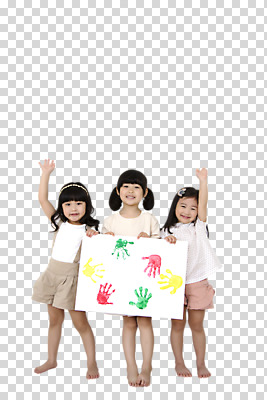전신 편집 편집이미지 배너 여자 어린이교육 어린이 미술 서기 웃음 들기 동양인 소녀 앞모습 세명 친구 손들기 한국인 PNG 손도장 여자만 어린이만 편집소스 교육 뷰포인트 관계 모션 문화예술 표정 사람 인종 파일형식