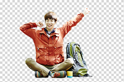 전신 편집 편집이미지 남자 배낭 레저 휴식 아웃도어 한명 웃음 앉기 동양인 20대 성인 앞모습 눈감음 등산 한국인 등산복 기지개 PNG 남자만 편집소스 1 옷 뷰포인트 컨셉 가방 모션 표정 사람 인종 청년 트래킹 파일형식