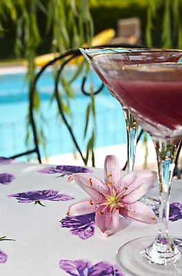 포토 JPG 해외이미지 주간 꽃 탁자 수영장 사람없음 야외 아웃포커스 샴페인 해외202004 해외포토 자연요소 식물 가구 주류 촬영기법 파일형식 이미지허브