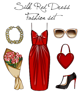 JPG 해외이미지 드레스 패션 꽃다발 가방 일러스트 팔찌 사람없음 선글라스 하이힐 엘리먼트 해외일러스트 잡화 옷 꽃 안경 구두 장신구 여성화 파일형식 이미지허브