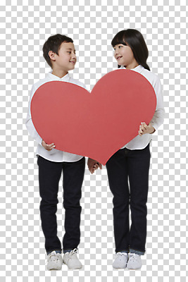 전신 편집 편집이미지 여자 남자 어린이 서기 웃음 들기 동양인 소녀 소년 두명 앞모습 마주보기 하트 일본인 PNG 어린이만 편집소스 모양 외국인 뷰포인트 모션 표정 사람 인종 파일형식