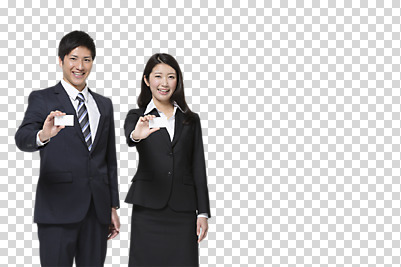 편집 편집이미지 여자 남자 비즈니스 명함 웃음 들기 동양인 정장 상반신 20대 성인 두명 앞모습 구직 비즈니스맨 비즈니스우먼 일본인 신입사원 PNG 편집소스 외국인 옷 뷰포인트 컨셉 모션 표정 사람 인종 청년 직장인 파일형식