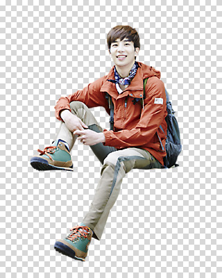 전신 편집 편집이미지 남자 배낭 레저 아웃도어 한명 웃음 앉기 동양인 20대 성인 앞모습 등산 한국인 등산복 PNG 남자만 편집소스 1 옷 뷰포인트 가방 모션 표정 사람 인종 청년 트래킹 파일형식