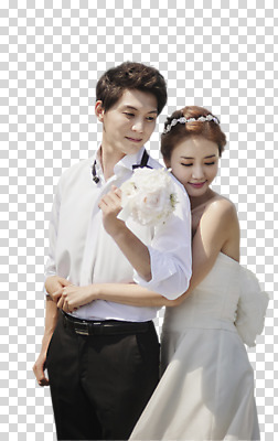 편집 편집이미지 커플 여자 남자 부케 커플라이프 웨딩드레스 결혼 포옹 들기 동양인 정장 턱시도 상반신 20대 성인 두명 앞모습 한국인 PNG 편집소스 라이프스타일 드레스 옷 뷰포인트 꽃다발 관계 안기 모션 사람 인종 이벤트 청년 파일형식