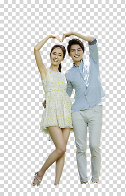 전신 편집 편집이미지 커플 여자 남자 커플라이프 모션 서기 웃음 동양인 20대 성인 두명 앞모습 한국인 하트 PNG 편집소스 모양 라이프스타일 뷰포인트 관계 표정 사람 인종 청년 파일형식