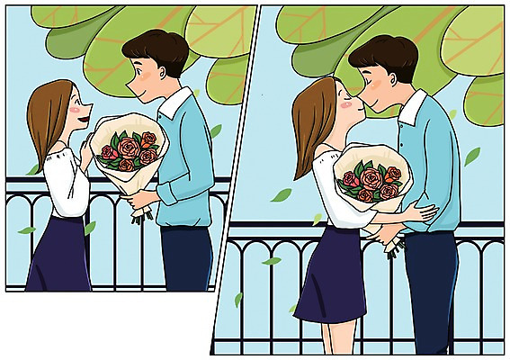 주간 PSD 커플 여자 남자 행복 꽃다발 프로포즈 일러스트 나뭇잎 키스 함께함 사랑 여러명 성인 야외 울타리 다정 만화 설레임 아트툰 국내일러스트 자연요소 꽃 감정 다수 컨셉 잎 관계 사람 담장 애정표현 그림 파일형식