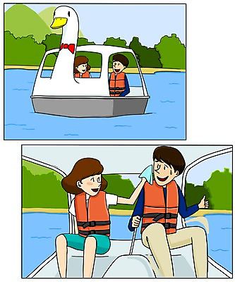 주간 PSD 커플 여자 남자 행복 데이트 일러스트 함께함 사랑 여러명 성인 야외 강 다정 만화 구명조끼 설레임 오리배 아트툰 국내일러스트 자연요소 감정 다수 컨셉 관계 사람 그림 구조용품 파일형식