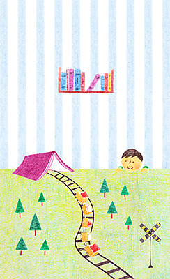 PSD 나무 남자 어린이 일러스트 선반 실내 한명 책 독서 방 기차 기차모형 국내일러스트 식물 1 육상교통 가구 대중교통 사람 내부 모형 파일형식