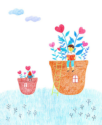 PSD 식물 동물 구름 남자 화분 어린이 일러스트 사다리 창문 조류 한명 책 독서 하트 국내일러스트 자연요소 모양 1 사람 도구 파일형식