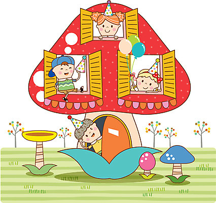 나무 여자 남자 어린이 일러스트 창문 여러명 버섯 유치원 활발 유치원생 고깔모자 생일파티 순수 호기심 풍선 천진난만 국내일러스트 AI파일 식물 모자_잡화 교육 감정 다수 컨셉 사람 생일 파일형식 벡터