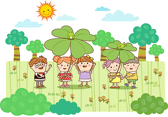 나무 구름 여자 남자 어린이 일러스트 개구리 여러명 태양 유치원 활발 유치원생 클로버 순수 호기심 천진난만 국내일러스트 AI파일 자연요소 식물 교육 감정 다수 컨셉 양서류 사람 파일형식 벡터
