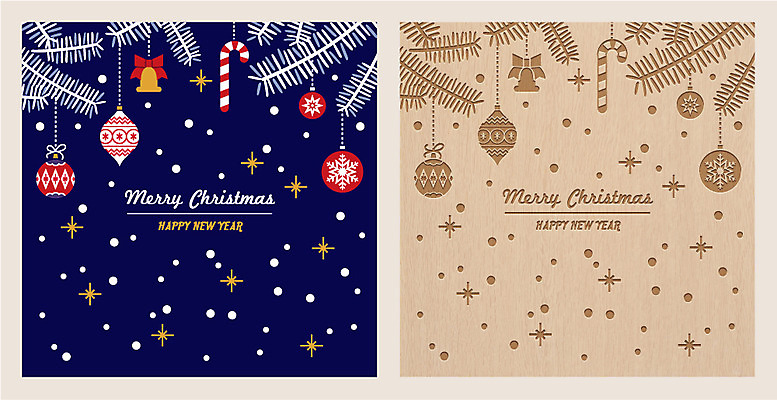 템플릿 크리스마스장식 크리스마스 겨울 카드템플릿 지팡이 크리스마스카드 사람없음 목재 장식 종 눈 이미지템플릿 AI파일 자연요소 나무 계절 기념일 재료 날씨 카드_감사 파일형식 벡터