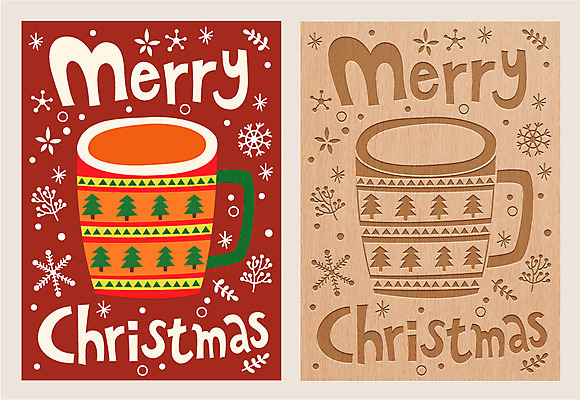 나무 템플릿 크리스마스 겨울 카드템플릿 크리스마스카드 사람없음 목재 장식 머그컵 눈송이 이미지템플릿 AI파일 식물 계절 기념일 재료 카드_감사 눈_날씨 컵 파일형식 벡터