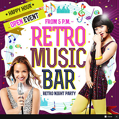 PSD 외국인 템플릿 여자 웹템플릿 음표 팝업 웹팝업 이벤트 성인 두명 한국인 가수 추억 마이크 복고 이미지템플릿 기호 음악 음향기기 컨셉 사람 동양인 인종 음악가 파일형식