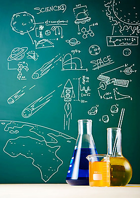 편집이미지 교육 과학 실험기구 합성일러스트 사람없음 우주 칠판 로켓 우주선 비커 삼각플라스크 지구과학 위성기 지구모양 이미지편집 AI파일 모양 지구 플라스크 파일형식 벡터