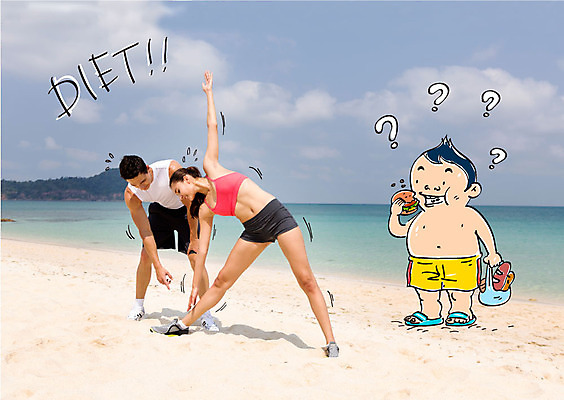 서양인 외국인 구름 편집이미지 여자 남자 빵 다이어트 합성일러스트 20대 성인 해변 세명 운동 스트레칭 햄버거 물음표 먹기 비만 이미지편집 AI파일 자연요소 기호 음식 바다 모션 패스트푸드 건강 사람 인종 청년 몸매 파일형식 벡터