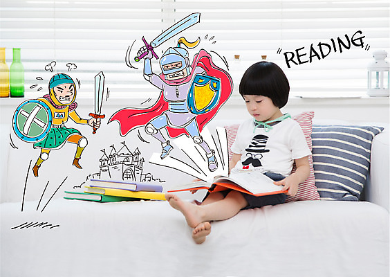 편집이미지 교육 남자 어린이 동화 합성일러스트 성인 책 세명 독서 한국인 성 중세기사 칼 읽기 동화책 방패 이미지편집 AI파일 건축물 모션 사람 동양인 파일형식 벡터