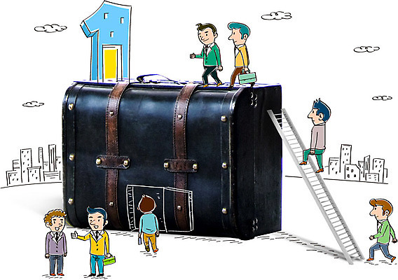 구름 편집이미지 1 남자 서류가방 비즈니스 사다리 합성일러스트 빌딩 여러명 성인 문 비즈니스맨 이미지편집 AI파일 자연요소 다수 가방 사람 건물 도구 직장인 파일형식 벡터