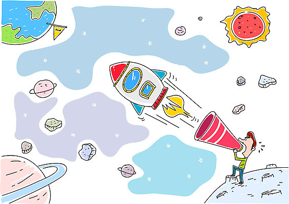 1 학생 교육 남자 일러스트 한명 태양 우주 확성기 행성 로켓 깃발 지구모양 국내일러스트 AI파일 자연요소 모양 지구 사람 파일형식 벡터