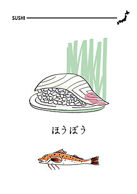 음식 일러스트 사람없음 초밥 일본어 해산물 일식집 일본음식 성대 국내일러스트 AI파일 문자 어류 식당 파일형식 벡터