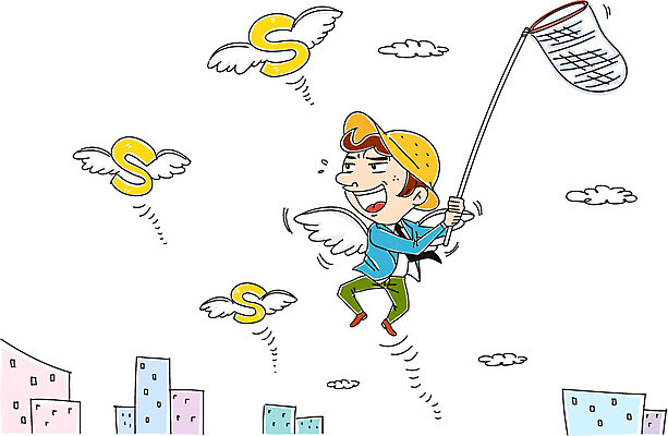 구름 남자 날개 일러스트 비즈니스 한명 빌딩 성인 경제 달러 비즈니스맨 채집망 국내일러스트 AI파일 자연요소 1 돈 사람 건물 직장인 파일형식 벡터