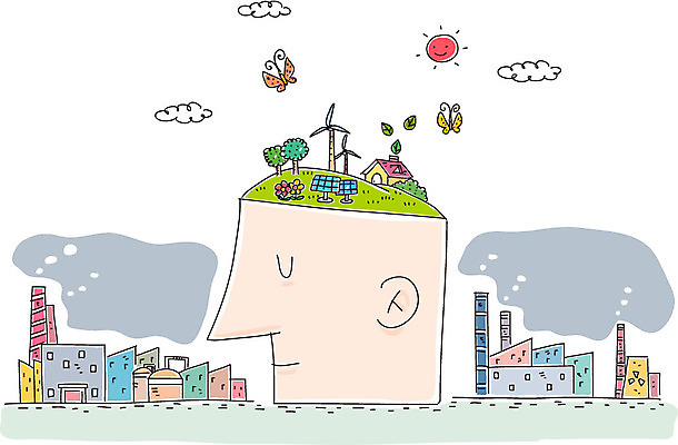 나무 구름 꽃 얼굴 나비 일러스트 공장 나뭇잎 주택 한명 사람 빌딩 태양 환경 풍력에너지 국내일러스트 AI파일 자연요소 식물 1 곤충 잎 공업 건물 신체부위 그린에너지 파일형식 벡터