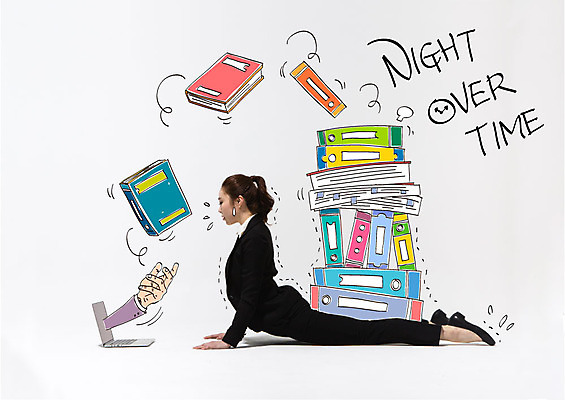 전신 편집이미지 여자 비즈니스 포토일러 스트레스 피곤 합성일러스트 한명 20대 성인 책 노트북 한국인 비즈니스우먼 파일 업무과다 야근 이미지편집 AI파일 1 컨셉 사람 동양인 청년 전자제품 업무 직장인 파일형식 벡터