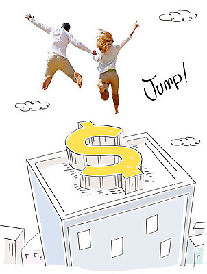 서양인 구름 편집이미지 커플 여자 남자 합성일러스트 빌딩 성인 두명 뒷모습 경제 달러 점프 이미지편집 AI파일 자연요소 외국인 뷰포인트 돈 관계 모션 사람 건물 파일형식 벡터