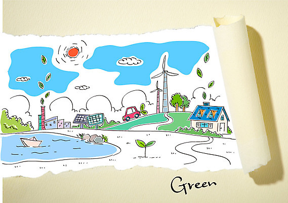 편집이미지 종이 자동차 나뭇잎 주택 합성일러스트 사람없음 새싹 환경 그린에너지 풍력에너지 에코 태양에너지 종이배 집열판 이미지편집 AI파일 식물 육상교통 잎 건물 에너지 종이접기 파일형식 벡터