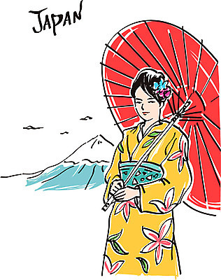 여자 일본문화 일러스트 한명 성인 일본 기모노 양산 일본전통 후지산 국내일러스트 AI파일 1 동양문화 전통 아시아 외국문화 산 사람 세계문화유산 일본전통의상 파일형식 벡터