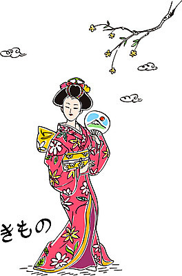 구름 여자 일본문화 일러스트 꽃나무 한명 성인 일본 부채 기모노 일본전통 국내일러스트 AI파일 자연요소 나무 1 동양문화 전통 꽃 아시아 외국문화 사람 일본전통의상 파일형식 벡터