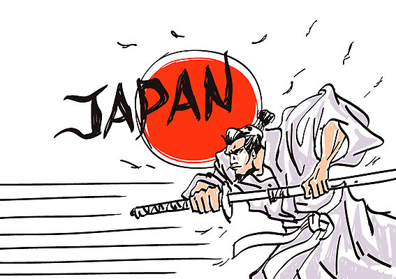 남자 일본문화 일러스트 한명 성인 태양 일본 칼 일본전통 사무라이 국내일러스트 AI파일 자연요소 1 동양문화 전통 아시아 외국문화 사람 파일형식 벡터